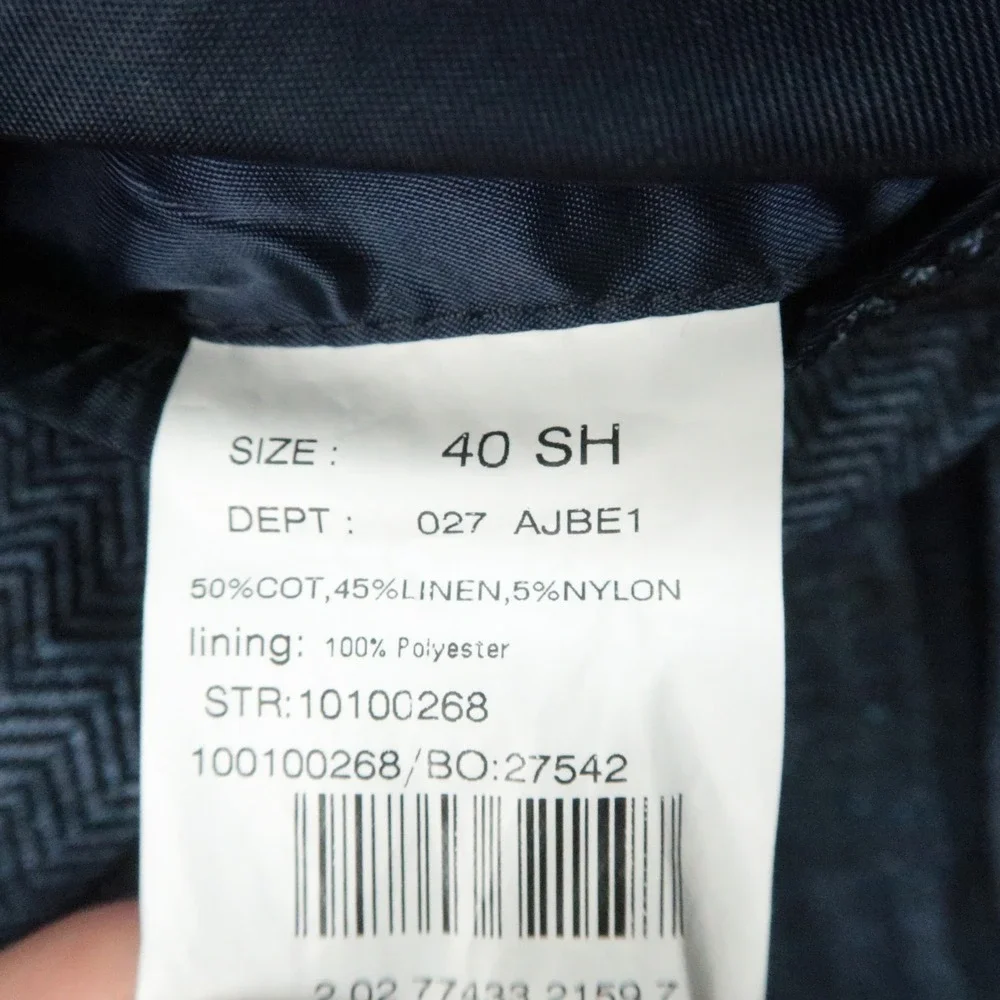 Brooks Brothers Blazer Mens 40S Blue Herringbone Regent Fit Linen Blend Stretch